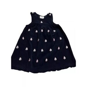 Rare Editions Navy Blue Ballerina Pincord Embroidery pink ballet 6X dress overal